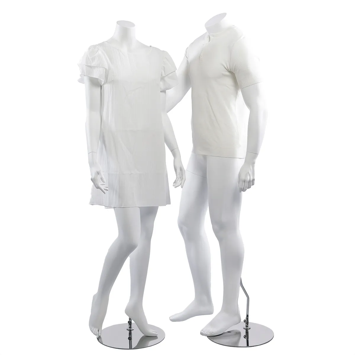 Mannequin femme, sans tête, bras le long du corps H 164 cm Fibre de verre - Blanc - Mannequins sans tête-3