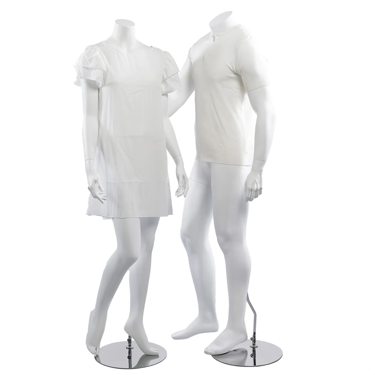 Mannequin homme, sans tête, bras le long du corps H 170 cm Fibre de verre - Blanc   - Mannequins sans tête-4