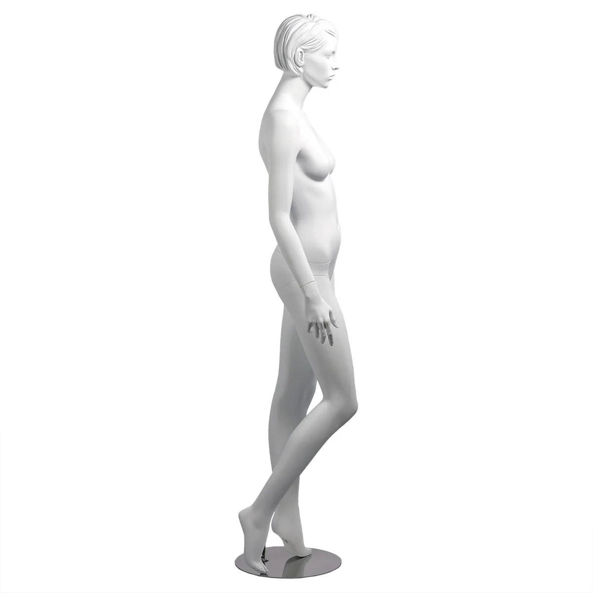 Mannequin femme, cheveux sculptés, bras long du corps H 178 cm Fibre de verre - Blanc - Mannequins cheveux sculptés-1