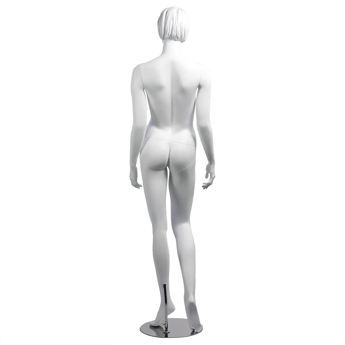 Mannequin femme, cheveux sculptés, bras long du corps H 178 cm Fibre de verre - Blanc - Mannequins cheveux sculptés-2