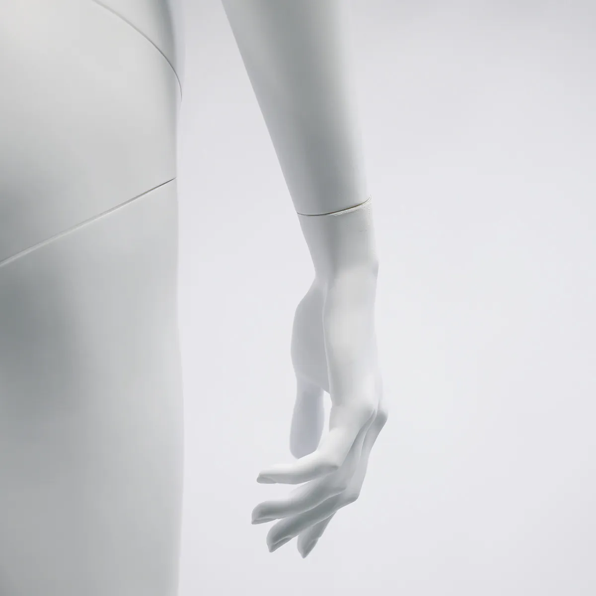 Mannequin femme, cheveux sculptés, bras long du corps H 178 cm Fibre de verre - Blanc - Mannequins cheveux sculptés-3