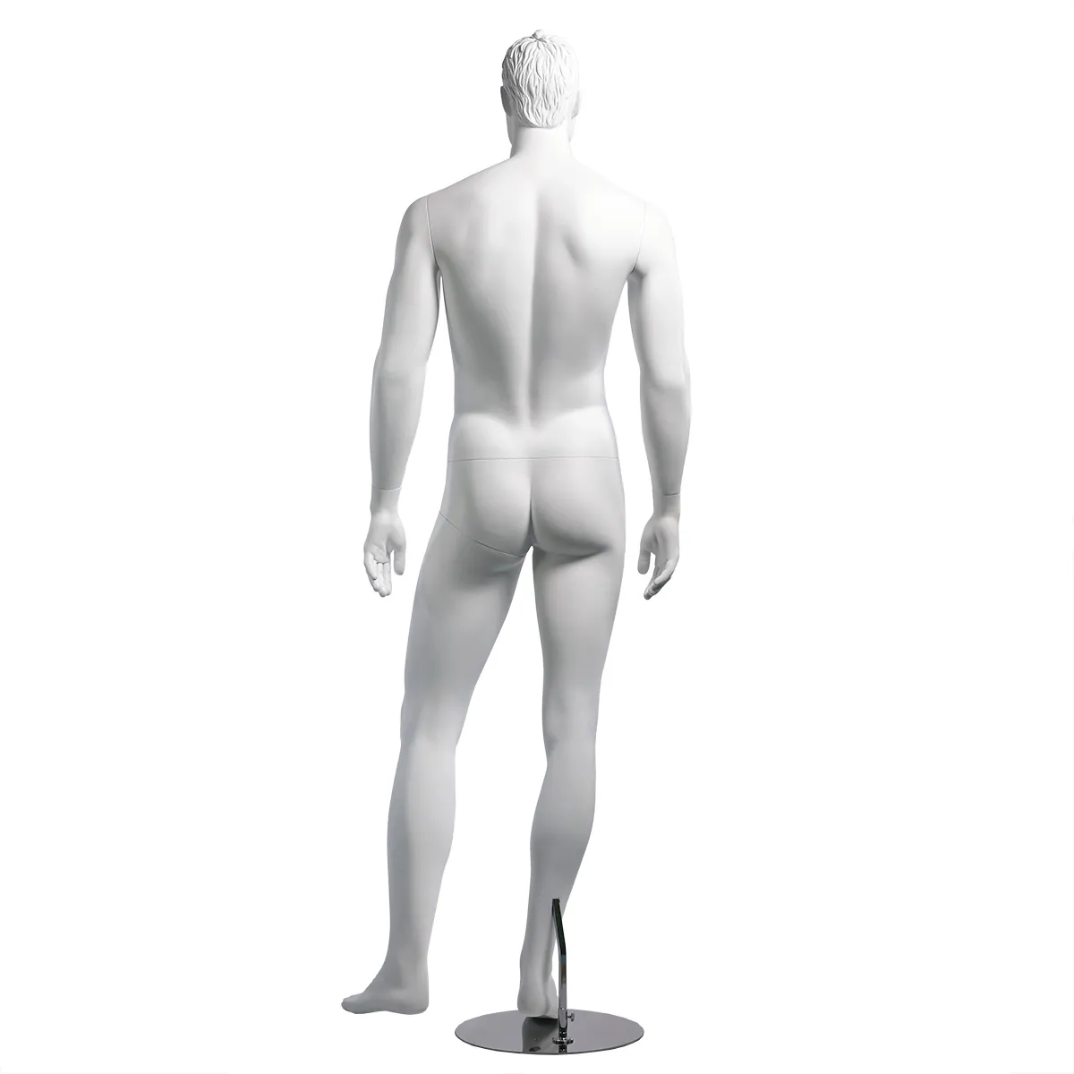 Mannequin homme, cheveux sculptés, bras le long du corps H 186 cm Fibre de verre - Blanc  - Mannequins cheveux sculptés-2