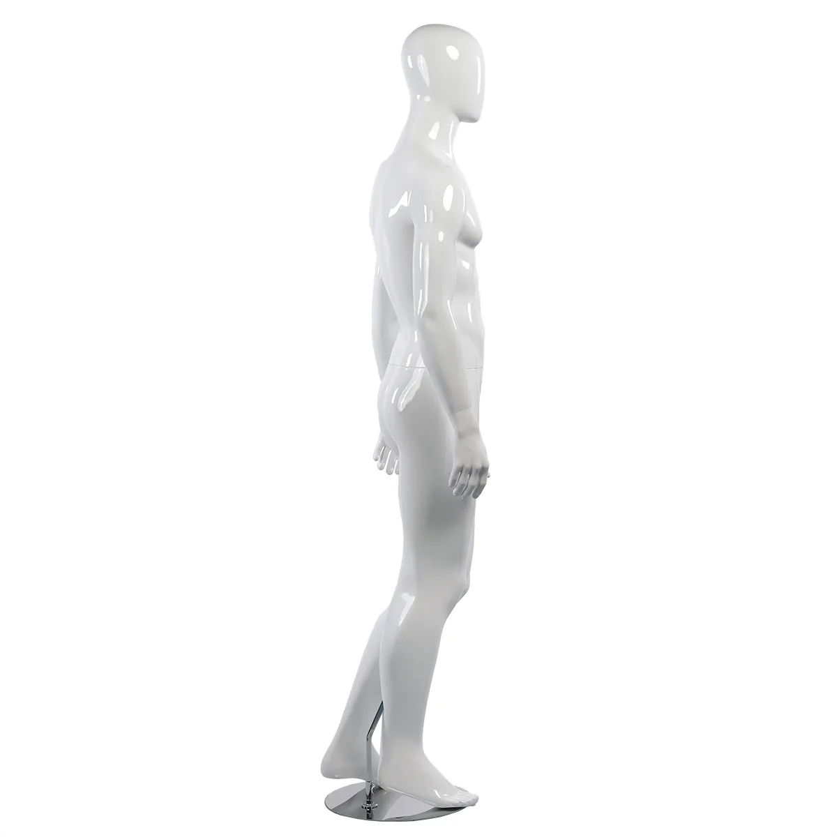 Mannequin homme, finition laquée, bras le long du corps H 186 cm Fibre de verre - Blanc - Mannequins abstraits-1