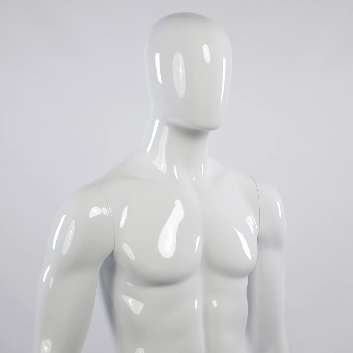 Mannequin homme, finition laquée, bras le long du corps H 186 cm Fibre de verre - Blanc - Mannequins abstraits-3