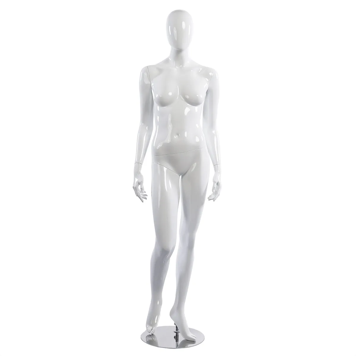 Mannequin femme, finition laquée, bras le long du corps H 178 cm Fibre de verre - Blanc - Mannequins abstraits
