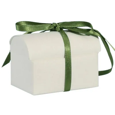 Coffre à dragées carton blanc 7 x 4,5 x 5,2 cm - Contenant dragées - Paquet de 10 - Contenants dragées