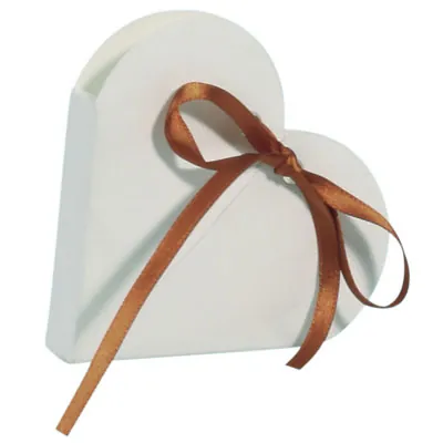 Contenant dragées coeur blanc 6,5 x 1,5 cm carton - Paquet de 10 - Contenants dragées