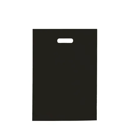 Sac plastique poignées découpées renforcées PEBD 55µ 25 x 38 x 4 cm - Noir - Lot de 100 - Sacs plastique unis, poignées découpées