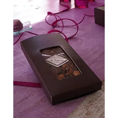 Étui pour tablette de chocolat carton moka/or 16 x 8 x 1,5 cm - Paquet de 25 - Pochettes, étuis & valisettes-1