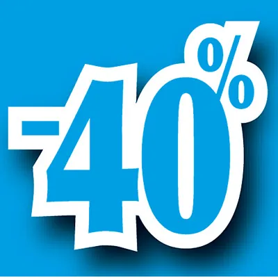 Affiche Promo -40% 40 x 40 cm bleu turquoise - Affiches Prix et Pourcentages