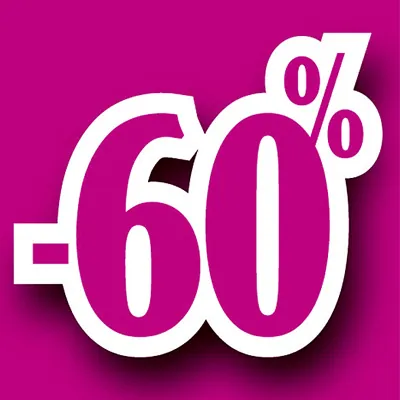 Affiche Promo -60% 40 x 40 cm violet - Affiches Prix et Pourcentages