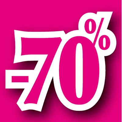 Affiche Promo -70% 40 x 40 cm rose fuchsia - Affiches Prix et Pourcentages
