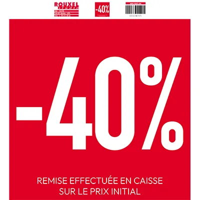Affiche Soldes -40% rouge / blanc 38 x 42 cm - Affiche promo - Affiches Prix et Pourcentages