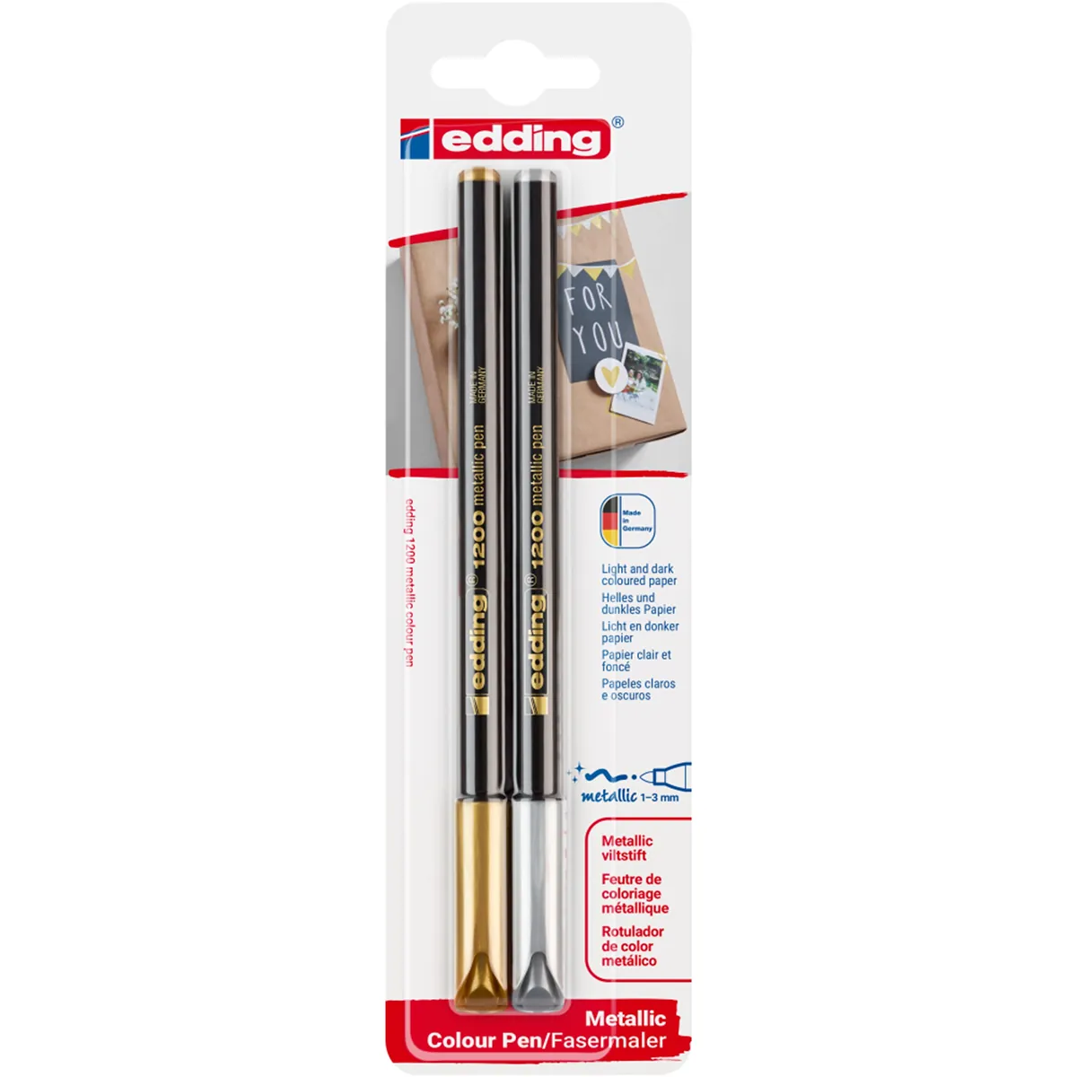 Feutres métalliques or / argent pointe ogive 1 à 3 mm - Lot de 2 - Stylos feutres-1