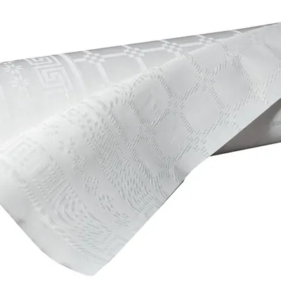 Nappe damassée 1,18 x 25 m 45g/m² - Nappe jetable - Blanc - Nappes en papier-1
