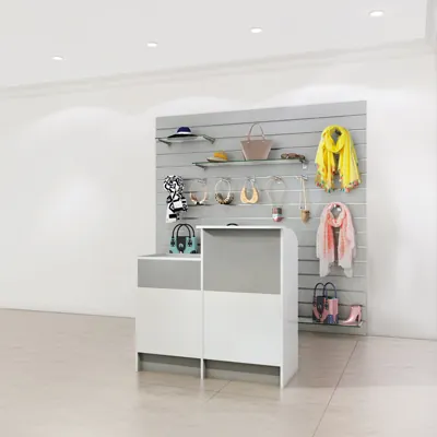 Comptoir d'accueil blanc / gris mélaminé 80 x 51 x 112 cm - Comptoirs Easy-5