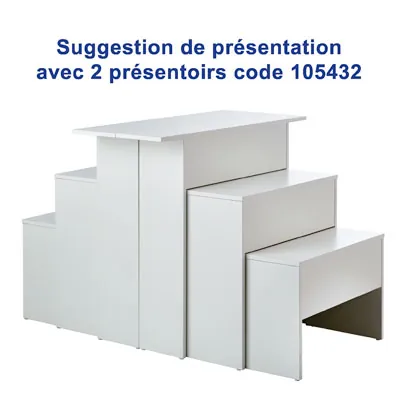 Table gigogne blanche 110/75,8/71,2 x 25/40/40 x 96,5/71,5/48 cm - Table de présentation blanche - Lot de 3 - Tables de présentation, Sellettes-3
