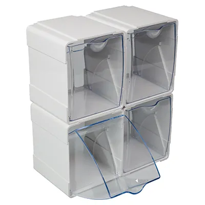 Bac plastique 1 tiroir basculant 12 x 12 x 14,2 cm transparent / blanc - Blocs tiroirs