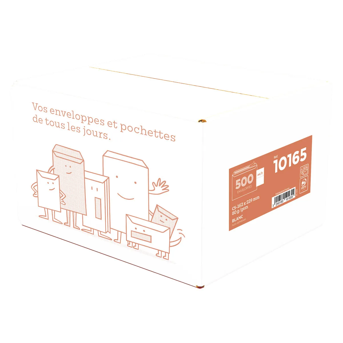 Enveloppe blanche C5 162 x 229 mm 80g sans fenêtre La Couronne - Paquet de 500 - Enveloppes blanches-1