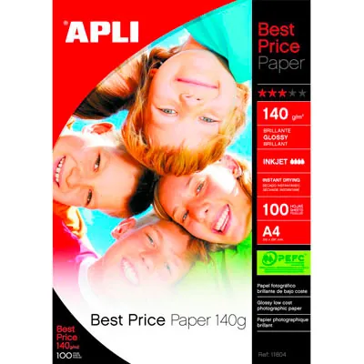 Papier photo brillant 1 face A4 140g - Paquet de 100 feuilles - Papier imprimante