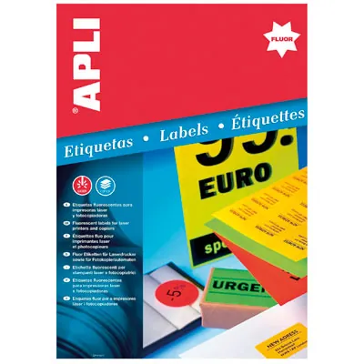 Pastille adhésive permanente Rouge Fluo ø 60 mm Apli - Pastille de signalisation - Étui de 240 - Gommettes de couleur