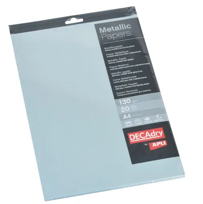 Papier structuré A4 métallisé argent 130g - Paquet de 20 feuilles - Papier imprimante