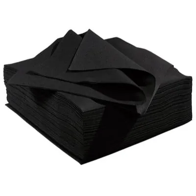 Serviette Celisoft non tissée 40 x 40 cm - Serviette jetable - Serviette de table papier - Noir - Paquet de 50 - Serviettes jetables, Serviettes cocktails