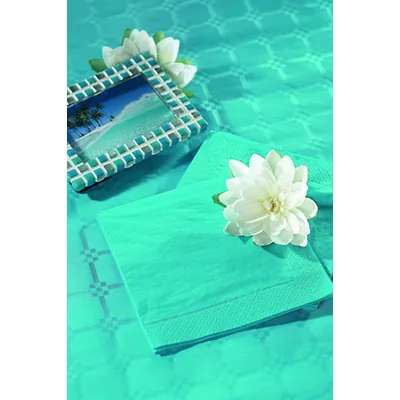 Nappe damassée 1,18 x 25 m 45g/m² - Nappe jetable - Bleu turquoise - Nappes en papier-2