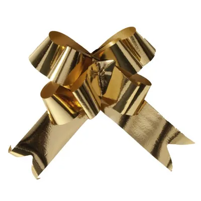 Noeud à tirer or effet miroir ø 12,5cm L 31mm - boîte de 100 - Étoiles adhésives, Noeuds à tirer