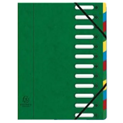 Trieur 12 positions avec fenêtre et élastiques A4 Exacompta - Coloris assortis - Intercalaires classeur, Trieurs documents