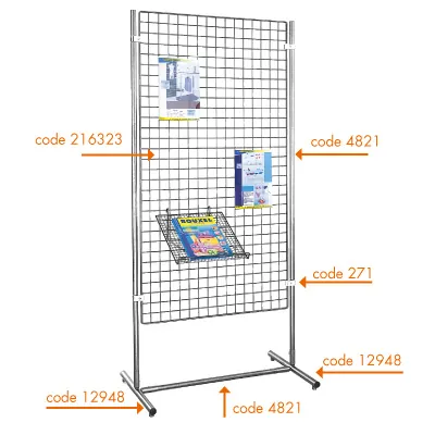 Pied amovible pour présentoir grille - Pied pour grille - Gris Martelé - Lot de 2 - Présentoirs grilles-1