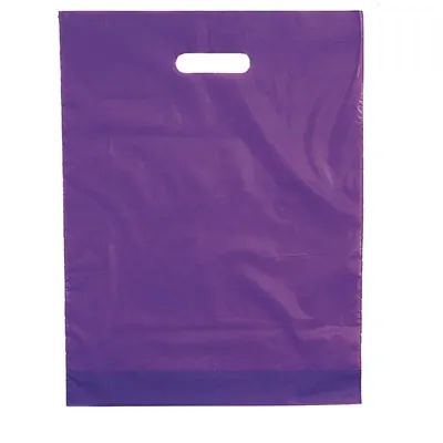 Sac plastique poignées découpées renforcées PEBD 55µ 50 x 50 x 5 cm - Violet - Lot de 100 - Sacs plastique unis, poignées découpées