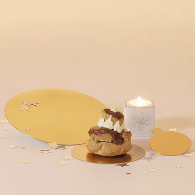 Rond pâtisserie Or/Noir ø20cm carton recyclé - Paquet de 100 - Semelles à gâteaux-1