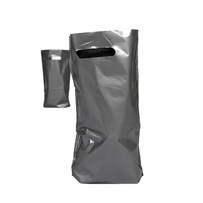 Sac plastique poignées découpées renforcées PEBD 55µ 25 x 38 x 4 cm - Argent - Lot de 100 - Sacs plastique unis, poignées découpées-3
