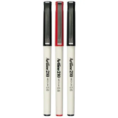 Lot 3 Stylos feutres ARTLINE 210 noir / rouge, pointe fine 0,6 mm - Stylos feutres