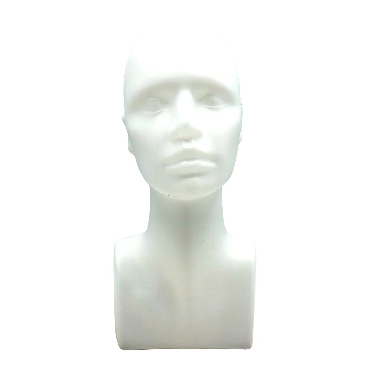 Tête mannequin femme plastique H 38 cm - Tête pour perruque, chapeau - Blanc - Têtes-1