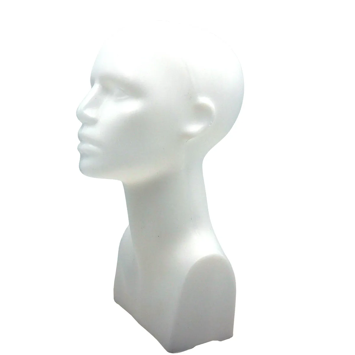 Tête mannequin femme plastique H 38 cm - Tête pour perruque, chapeau - Blanc - Têtes-2