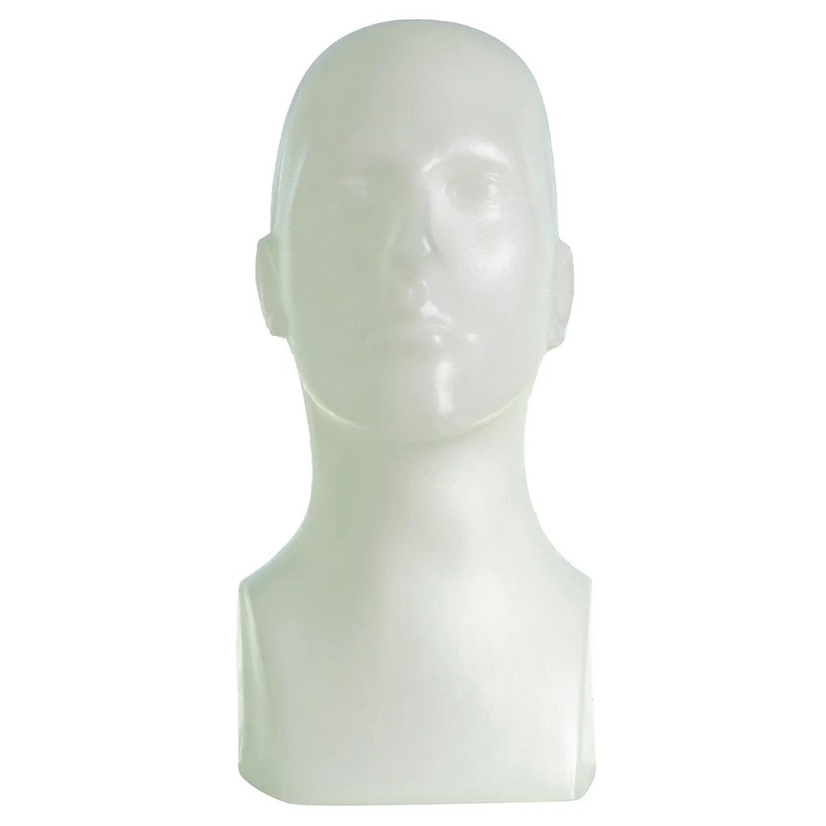 Tête mannequin homme plastique H 40 cm - Tête pour perruque, chapeau - Blanc - Têtes