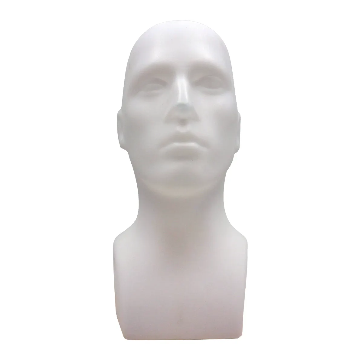 Tête mannequin homme plastique H 40 cm - Tête pour perruque, chapeau - Blanc - Têtes-3