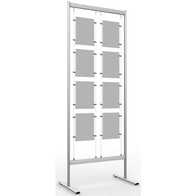 Panneau d’affichage multi-cadres - Présentoir porte-affiches sur câbles 8xA4 vertical - Vitrines d'affichage
