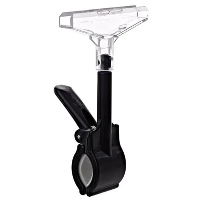 Pince porte-étiquette pivotante noire ABS – fixation jusqu’à 35 mm 8 x 14 cm - Lot de 10 - Porte-affiches à clipser - à pincer