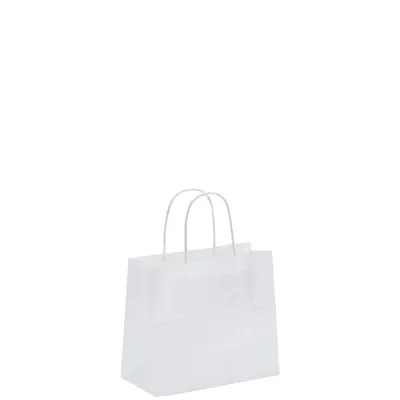 Sac kraft blanc à poignées torsadées 19+8x21cm 90g/m² (x50) - Sacs kraft blanc poignées torsadées