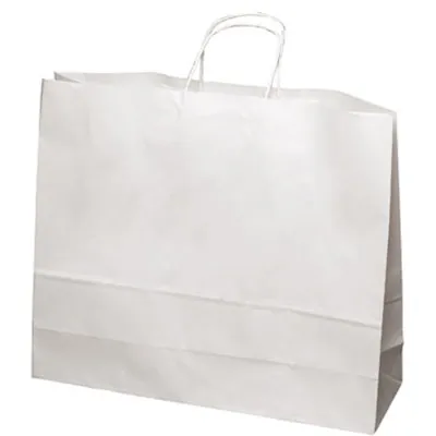 Sac kraft blanc poignées torsadées 52 x 14 x 40 cm 110g/m² - Lot de 50 - Sacs kraft blanc poignées torsadées