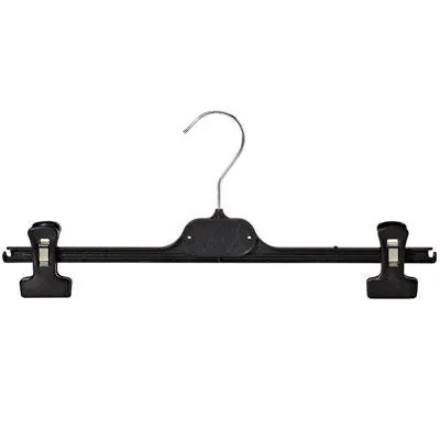 Cintre à pinces noir plastique 36 cm - Cintre pantalon - Cintre jupe - Lot de 50 - Cintres à pinces