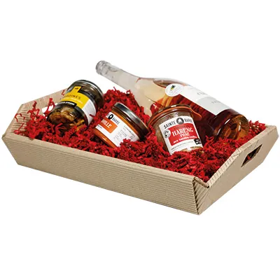 Corbeille carton rectangulaire 32 x 22 x 6 cm kraft ondulé, paquet de 10 - Corbeilles carton-1