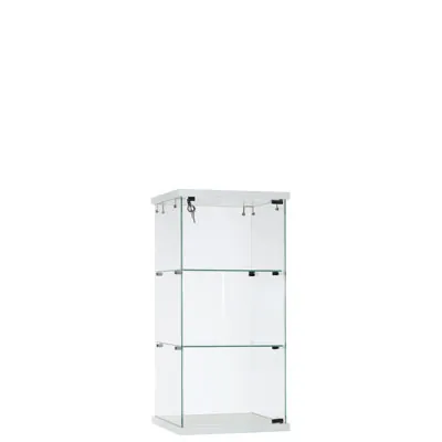 Comptoir vitrine en verre trempé - Verre transparent - L 40 x P 40 x H 85 cm - Vitrines tablettes fixes