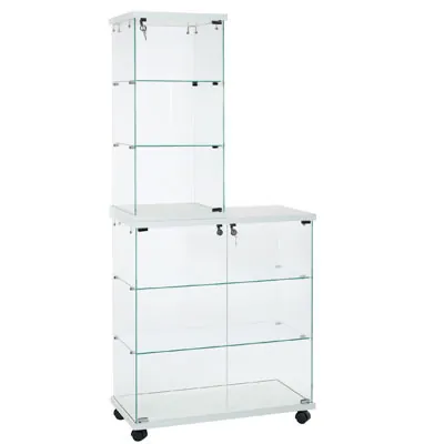 Comptoir vitrine - Verre transparent - L 80 x P 40 x H 90 cm - Vitrines tablettes fixes-1