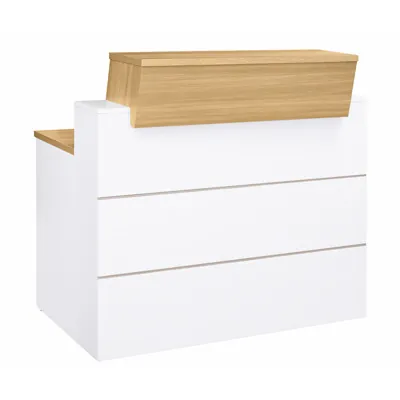 Banque d'accueil droite Chêne/Blanc - L 120 x P 83 x H 110/74 cm - Bureaux d'accueil Sunday
