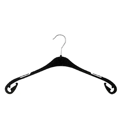 Cintre noir plastique avec encoches et crochets 43 cm - Cintre chemise - Cintre robe - Lot de 50 - Cintres plastique
