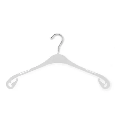 Cintre blanc plastique avec encoches et crochets 43 cm - Cintre chemise - Cintre robe - Lot de 50 - Cintres plastique